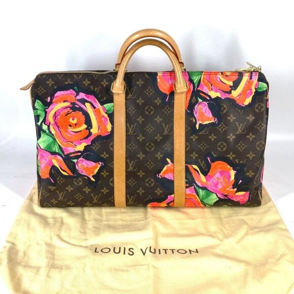 LOUIS VUITTON M48605 Monogram-Rose Keepall50 travel bag Duffle Bag Brown/pink - Picture 1 of 14